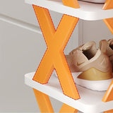 6-Tier Foldable White/Orange Shoe Rack, space-saving vertical design for entry halls, living rooms, V1106-KZDXJ003