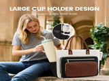 Large Capacity Tote Bag for Work, Travel & Daily Commute, Fits Laptop & 40oz Tumbler, Versatile V1341-ZY-8P3JPHQY-BLACK-BROWN