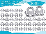 100 Pcs 1/8 Inches M3 Steel Cable Wire Rope Clip Large U Bolt Saddle Guy Fastener 304 V1258-DP02-C-2822
