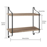 2 Layer Wood Wall Shelves Home Decor Floating Shelf Metal Hanging Storage Rack V767-ZJJ204