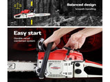 Giantz Chainsaw Petrol 58CC 20" Bar Commercial E-Start Pruning Chain Saw White CSAW-FT-20-RDWH
