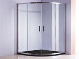 90 x 90cm Chrome Rounded Sliding 6mm Curved Shower Screen with Black Base V63-830201