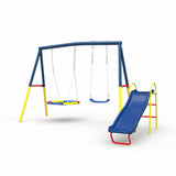 Swing Sets with Kids Slide for Backyard Outdoor, Metal and PE V1316-MSG-SWD-9902
