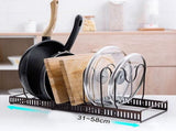 Pot Lid Rack Iron Retractable Pot Lid Organizer Holder for Multiple Cookware Universal Black V1294-YM0716-3117220166412