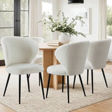 Artiss 4x Dining Chairs Sherpa Boucle Wing Back White UPHO-C-DIN-2514-WHX4
