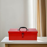 Red Metal Tool Box Portable Toolbox Chest with Durable Thickened Iron for Home Use V1369-AZ3-W-12116
