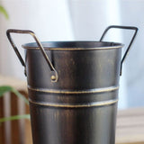 Retro Metal Bucket Storage Organizer Freestanding Umbrella Holder Floor Vase For Entryway Porch Hall V1369-AZ3-W-14864