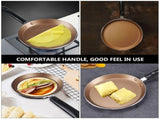 Flat Bottom Nonstick Frying Pan with Bakelite Handle for Kitchen Golden Aluminum V1369-AZ3-W-21430