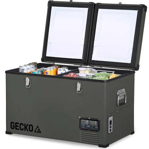 GECKO 92L Dual Zone Portable Fridge / Freezer, SECOP German Brand Compressor, for Camping, Car, V219-CMPFRGGKD9MA