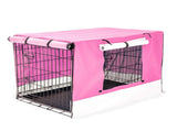 Wire Dog Cage Foldable Crate Kennel 48in with Tray PINK Cover Combo V274-PET-WCCV48-PK