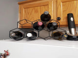 Small Freestanding Rack for Countertop - Honeycomb Metal Rack Stand for 9 Bottles, Black, V1237-ZY-203-0015