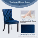 6x Velvet Dining Chairs Upholstered Tufted Kithcen Chair with Solid Wood Legs Stud Trim and V226-SW1901BL-3