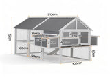 i.Pet Chicken Coop Large Outdoor Rabbit Hutch Chook House Hatch Box With Run Grey White PET-CH-P213-GR-AB