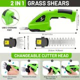 Carbon Steel Electric Pruning Shears 2-in-1, Cordless Hedge Trimmer, Grass & Shrub Cutter, V1232-DDXJ-YY-001