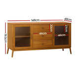 Artiss Buffet Sideboard Glass Doors - Oak FUR-T-SID-04-WD-ABC