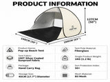 Spacious Arched Instant Pop Up Beach Tent - Folding Silver-Coated Sun Shelter with Mesh Ventilation V888-ELOSUNG55872