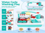 Keezi Kid Pretend Kitchen Wooden Play Sink Playset Dishwasher Toys Green PLAY-WOOD-FRIDGE-SINK-GN
