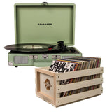 Crosley Cruiser Bluetooth Portable Turntable - Mint Bundled Crosley Record Storage Crate V398-CRW8005FSC-MT4