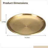 6PCS Stainless Steel Plates, 10" Golden Round Plate, Reusable Metal Dish for Camping Dining Salads V1369-AZ3-W-08965