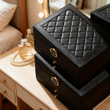 BLACK Multi - layer Jewelry Box Velvet Lining, Three - layer Zoning, Double - drawer V1232-SSSNH001