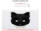 Black and white Halloween Furry Fox Costume Set - Plush Mask, Ears Headband, Tail, and Paws for V888-ELOSUNG34295
