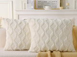 18" x 18" Decorative Throw with Inserts, Set of 2 Soft Faux Fur Throws, Square Boho V1258-DP02-C-3198