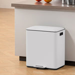 Cefito Pedal Bins Rubbish Bin Dual Compartment Waste Recycle Dustbins 40L White RB-40L-2C-WH