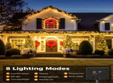 Solar String Lights Outdoor, 2 Pack LED Solar Outdoor Lights Solar Fairy Lights with 8 Lighting V1107-124-50199-WAR4