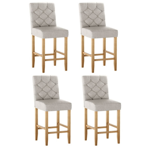 Artiss 4x Bar Stools Linen Upholstered Chairs UPHO-C-BAR-6066-BGAX4