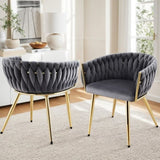 1 Set of 2 Artiss Dining Chairs Velvet Armchair Grey UPHO-C-DIN-01-VEL-GYX2