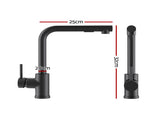 Cefito Stainless Steel Sink 44x44CM With Pull Out Mixer Tap Kitchen Basin Single Bowl Black SINK-BLACK-4444-48