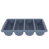 Plastic Utensil Organizer Grey 4 Grid Drawer Tray for Flatware Storage V1369-AZ3-W-13115