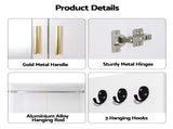 Artiss LED Wardrobe Cabinet Clothes Storage with Mirror 2 Drawers Hanging Rail FUR-AE-WR01-MIR-WH-AB