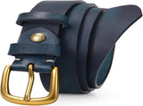 Womens Genuine Leather Belts for Jeans Pants Ladies Full Grain Belt With Vintage Gold Buckle V1258-DP02-F-712