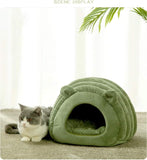 Green Cat Bed Cave - Cozy Pet House for Cats - Soft Kitten Sleeping V1258-DP02-BOL-493