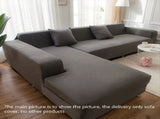 Sofa Cover for Corner L-Shaped Sectional Elastic Gray Pet Friendly Slipcover Armrest,3 Seater V1192-AZ-W-22324