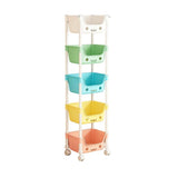 Cute 5-Tier Rolling Storage Rack Lockable Swivel Wheels Smiling Face Design Wide Openings Snack Toy V1370-AZ4-09230