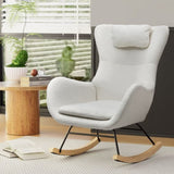 Artiss Rocking Chair Armchair Pillow Boucle White UPHO-B-ROCK01-TED-WH