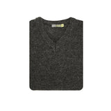 100% Shetland Ragg Wool V Neck Knit Jumper Pullover Mens Sweater Knitted - Charcoal - S V563-SW-VN-CHRCOL29-S