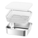 Stainless Steel Colander Set,Square 2-in-1 Strainer Bowl with Lid,Food Storage Container for V1366-AZ2-W-16931