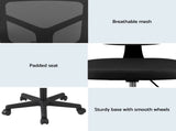 Artiss Armless Office Chair with Wheels, Ergonomic 360&deg Swivel Home Office Desk Chair, Height OCHAIR-M-2421-BK
