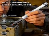 40 in 1 Ratcheting Screwdriver Set with Magnetic Bits 180 Degree Universal Ratchet Wrench Metric V1366-AZ2-W-14823