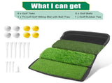 Foldable 4-in-1 Golf Practice Mat with Ball Tray 24.5x17in Tri-Turf Hitting Pad for Indoor & V1107-CS-GEFZDDJD