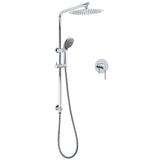 WELS Chrome Dual 10" Slim Rain Shower 5 Modes Handset Mixer Valve Sliding Rail Twin Taps V1233-C4902B22HR005M5C1KSR110KRD201CR