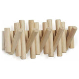 Wall-Mounted Coat Rack with 5 Hooks, Made of Natural Wood, 37.1 x 16.5 x 4.4 cm V1237-ZY-715-044
