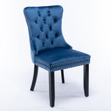 8x Velvet Dining Chairs Upholstered Tufted Kithcen Chair with Solid Wood Legs Stud Trim and V226-SW1901BL-4