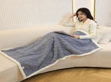 Blue 90140cm Textured bar knit pattern Sherpa Fleece and Taffeta Throw Blanket Soft Loungewear V888-ELOSUNG53456