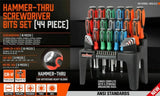 44-Piece Impact Screwdriver Set with Magnetic Bits, High Torque Hex Keys and Rack with Color Grip V465-97393