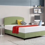 Linen Fabric Queen Bed Curved Headboard Bedhead - Olive Green V63-839811