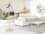Assembled Wooden Coat Hat Stand Tree Jacket Cloth Vertical Hanger Rack 8 Hooks V1294-YM0901-JY16471-03